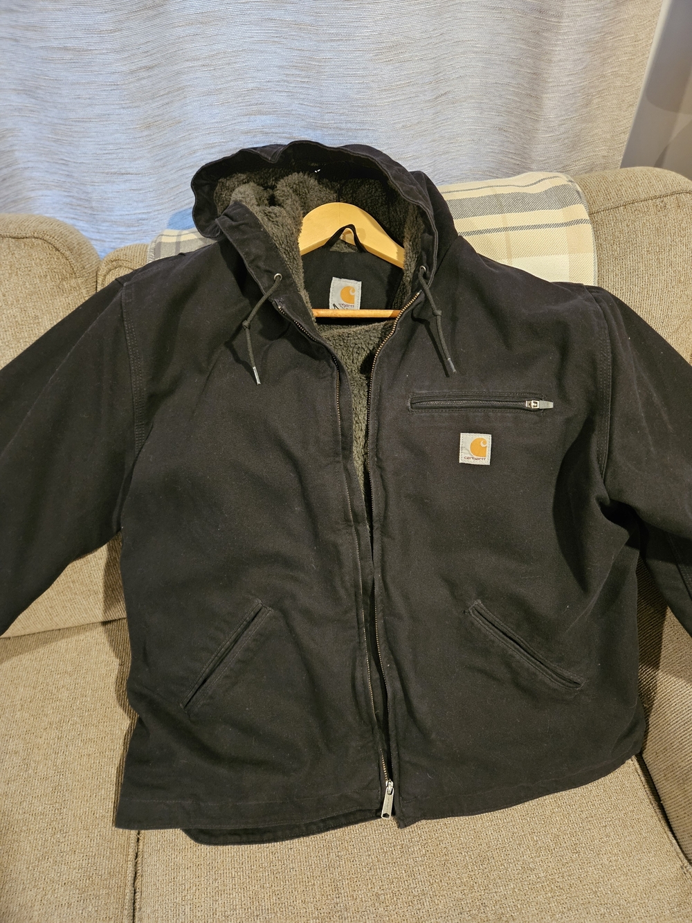 Carhartt Black Hooded Sherpa-Lined Field Jacket